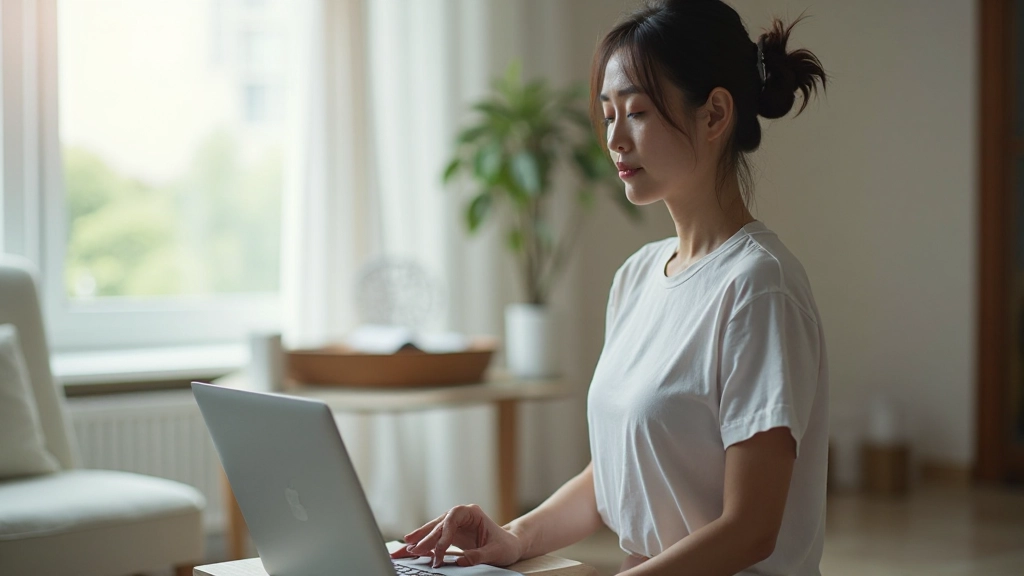瞑想しながらテクノロジーとのバランスを見つける人